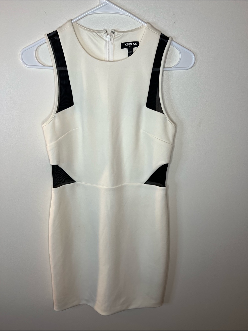 Express White Mini Dress with Black Panels